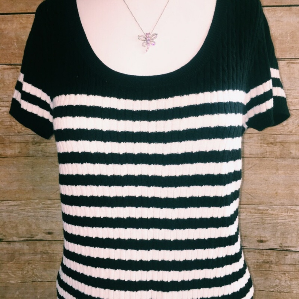 Jeanne Pierre Cable Knit Stripe Sweater - Picture 3 of 5